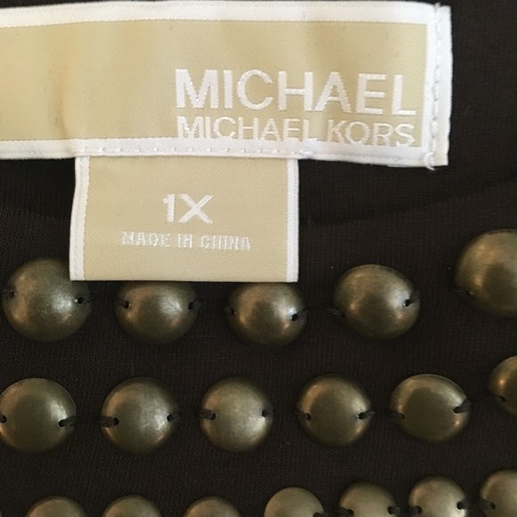 Michael Kors- NWT Woman's Sleeveless-Top- Scoop Beaded Neck,Brown & Chartreuse - Picture 4 of 9